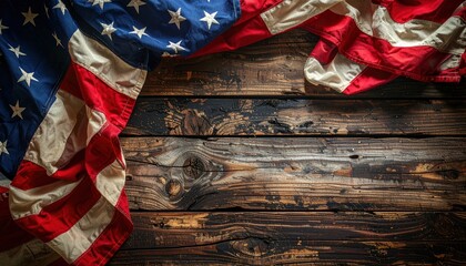 USA Flag on Wood.