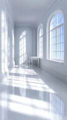 Obraz premium Interior room with table and chairs view of a room interior featuring a central table surrounded by chairs simple domestic setting