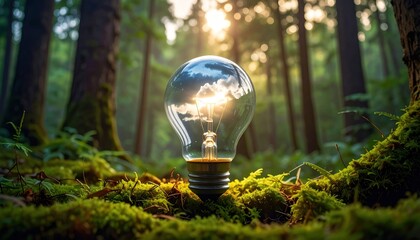 Light Bulb in Forest.