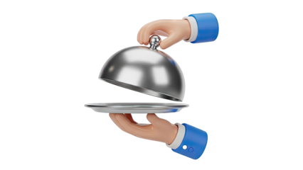 Waiter presenting a silver cloche