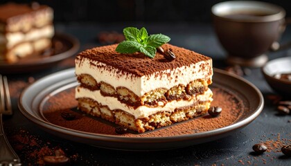 Tiramisu dessert with coffee.
