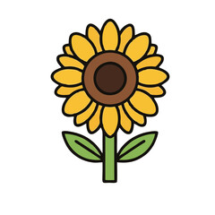 Vibrant cartoon sunflower on black background