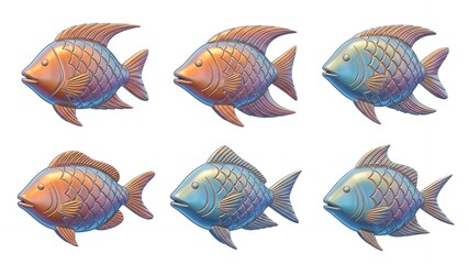 Colorful Tropical Fish Illustration Set