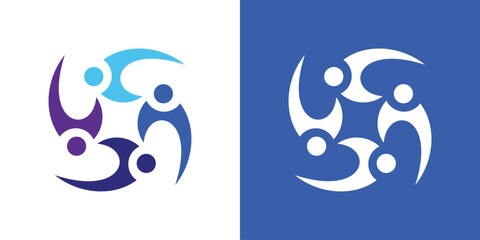 Obraz premium logo combines people and teamwork in a dual-meaning design. The human elements represent collaboration and unity, while the shared structure reflects strength and balance