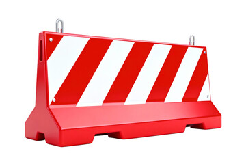 Red Plastic Traffic Barrier with White Stripes