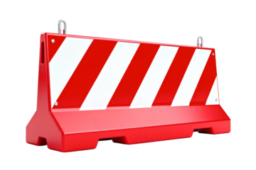 Red Plastic Traffic Barrier with White Stripes