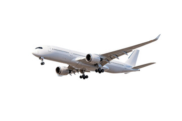 Fototapeta premium Commercial Airplane in Flight with Landing Gear Down