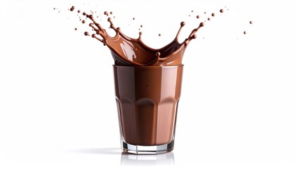 Chocolate splash in glass.