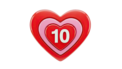 Heart shape with the number 10 inside