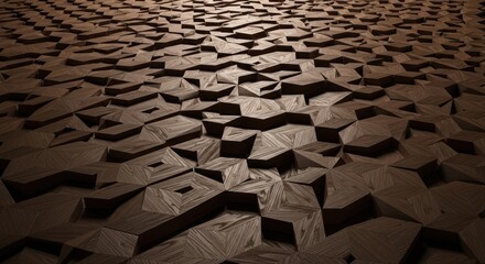 Dark brown geometric wood panel texture background with deep relief pattern for modern interior design concepts, for architectural detail sophisticated surface finish