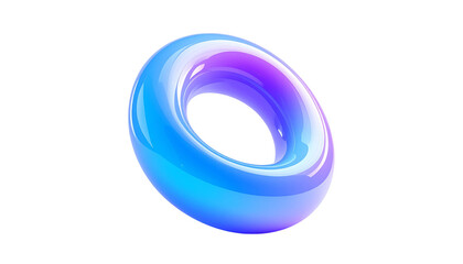 Glossy, iridescent torus floats against a black void