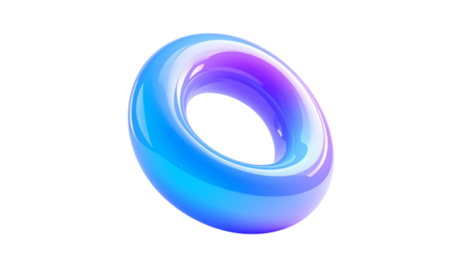 Glossy, iridescent torus floats against a black void