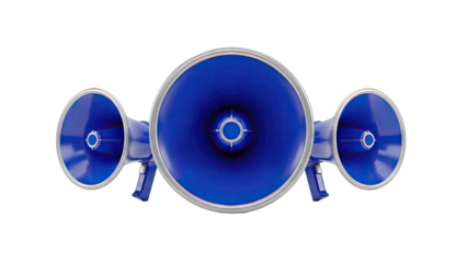 Three Blue Megaphones