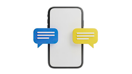 Smartphone with Blue and Yellow Chat Bubbles
