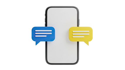 Smartphone with Blue and Yellow Chat Bubbles