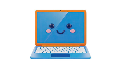 Fototapeta premium Cute 3D Laptop with Happy Face
