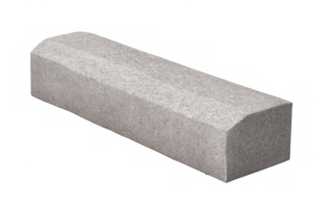 Concrete road border element defining street edge for urban infrastructure development, isolated on transparent background