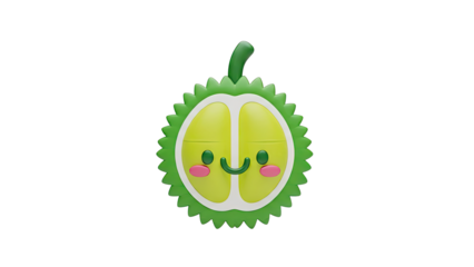Cute Durian Character 3D Render