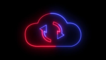 Cloud security concept. Global internet connection technology, digital marketing, Financial and big data. Glowing neon line animated secure cloud backup icon - Powered by Adobe