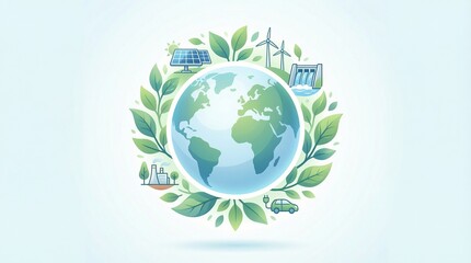 Earth Day Sustainability Concept with Green Energy Icons