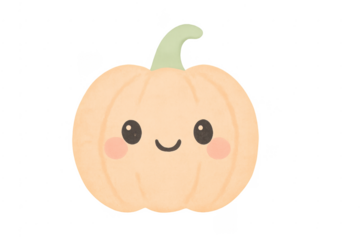 Cute cartoon pumpkin character smiling with blush