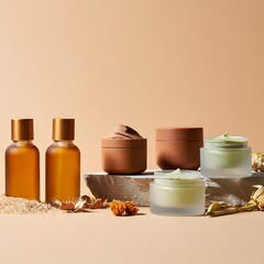 Luxurious skincare products arranged on a marble surface