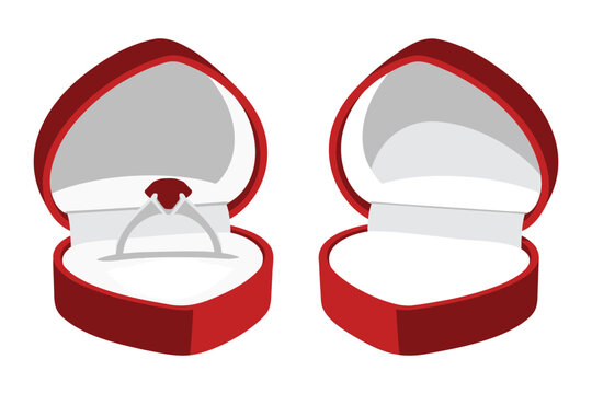 Red velvet jewelry gift boxes with and without a ring inside  elegant packaging