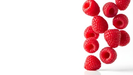 Fresh Raspberries Isolated With Copy Space