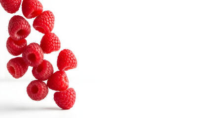 Fresh Raspberries Isolated With Copy Space