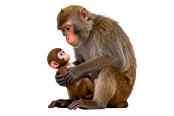 Mother Macaque Holding Baby in Protective Embrace