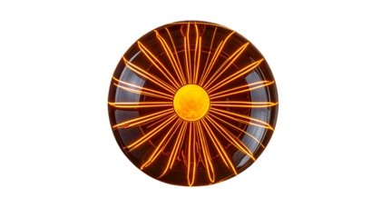 A glowing, spherical object with orange lines radiating from the center