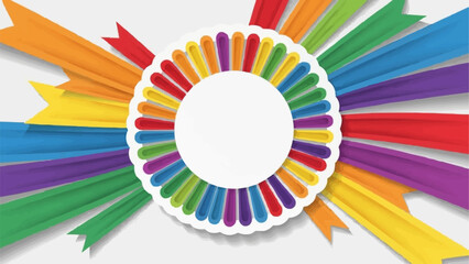 Colorful Award Ribbon Circle with Rays of Light.