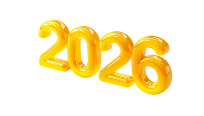 Shiny, golden 3D text "2026" floats against a stark black background