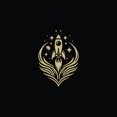 Space rocket logo design illustration