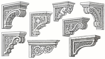 Collection of ornate architectural corbels and brackets. © Sikapat