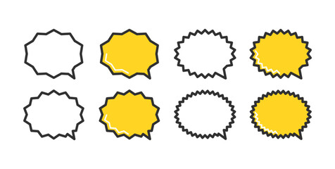 爆発吹き出し、ギザギザ吹き出しアイコンのイラスト。Explosion speech bubble, jagged speech bubble icon illustration.