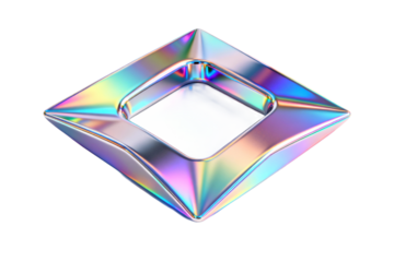 Holographic Iridescent Square Ashtray Object