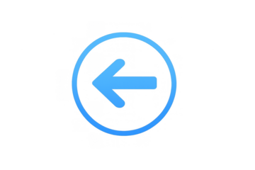 Blue circular back button icon with left pointing arrow for web navigation interface and user experience design