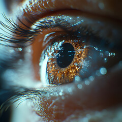 Captivating close-up of human eye reflecting nature macro photography studio setting artistic perspective