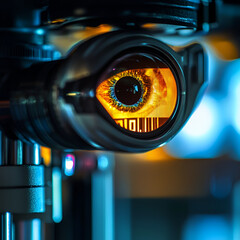 Advanced robotics eye sensor technology high-tech lab image capture futuristic environment close-up view innovation insights