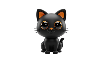 Cute Black Cat with Big Orange Eyes