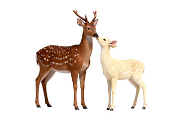 Fototapeta premium Two Deer (Mother and Fawn) in Close Interaction