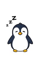 Fototapeta premium Sleeping Penguin Cartoon Character Illustration.