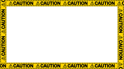 「注意」「caution」の警告テープのフレーム。テキストエリア。コピースペース。（"Caution" warning tape frame. Text area. Copy space.）
