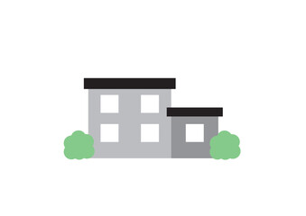 シンプルな2階建の灰色の家