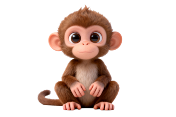 Cute Baby Monkey Cartoon Character Sitting