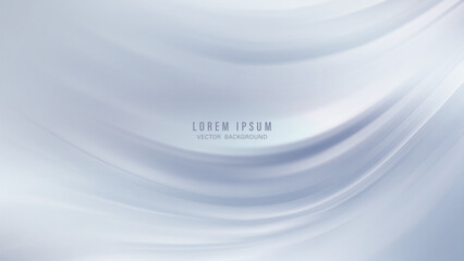 Abstract white and gray vector background with flowing smooth waves
