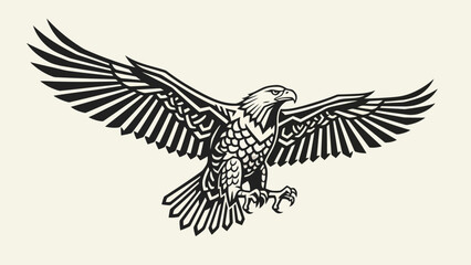 Fototapeta premium Majestic eagle soaring with outstretched wings, a symbol of freedom and power.
