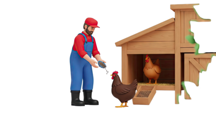 Farmer Feeding Chickens