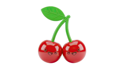 Cute Kawaii Cherry Couple with Smiling Faces